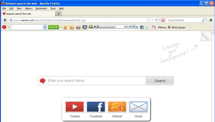 iminent toolbar and search page