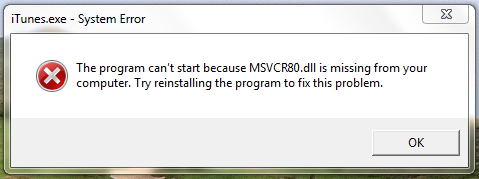 msvcr80.dll error