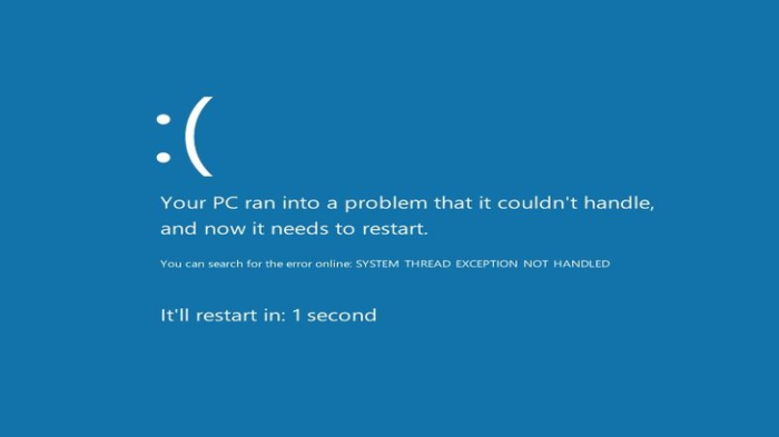 System Thread Exception not Handled error