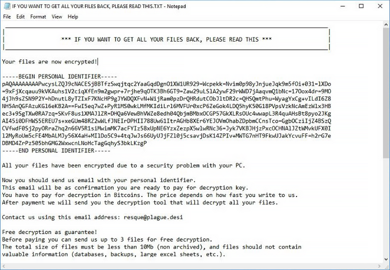 scarab ransomware note