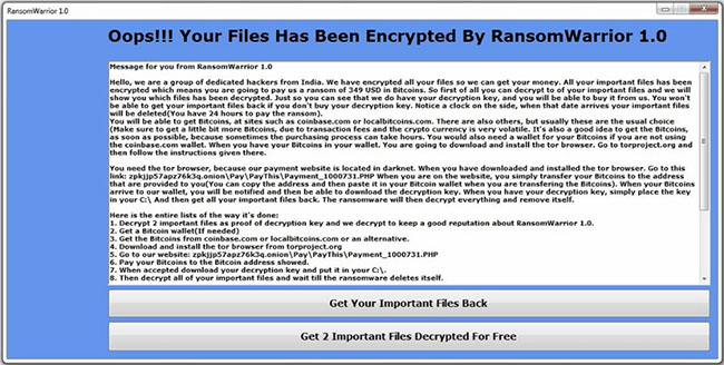 RansomWarrior ransomware