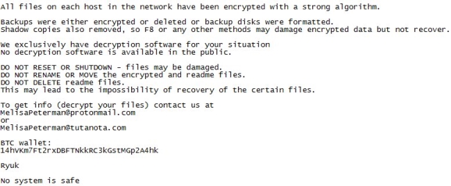 Ryuk ransomware
