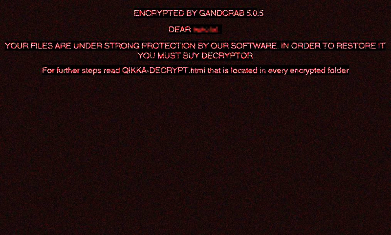 GANDCRAB 5.0.5 ransomware