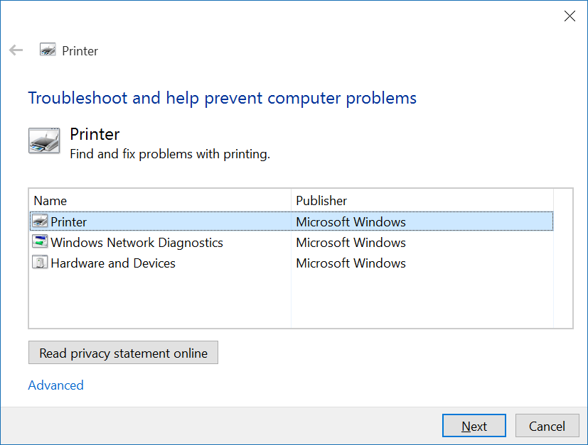 fix printer issues on Windows 10