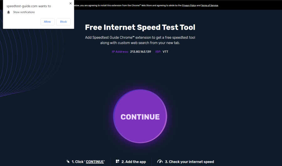 Delete Speedtest-guide.com virus notifications