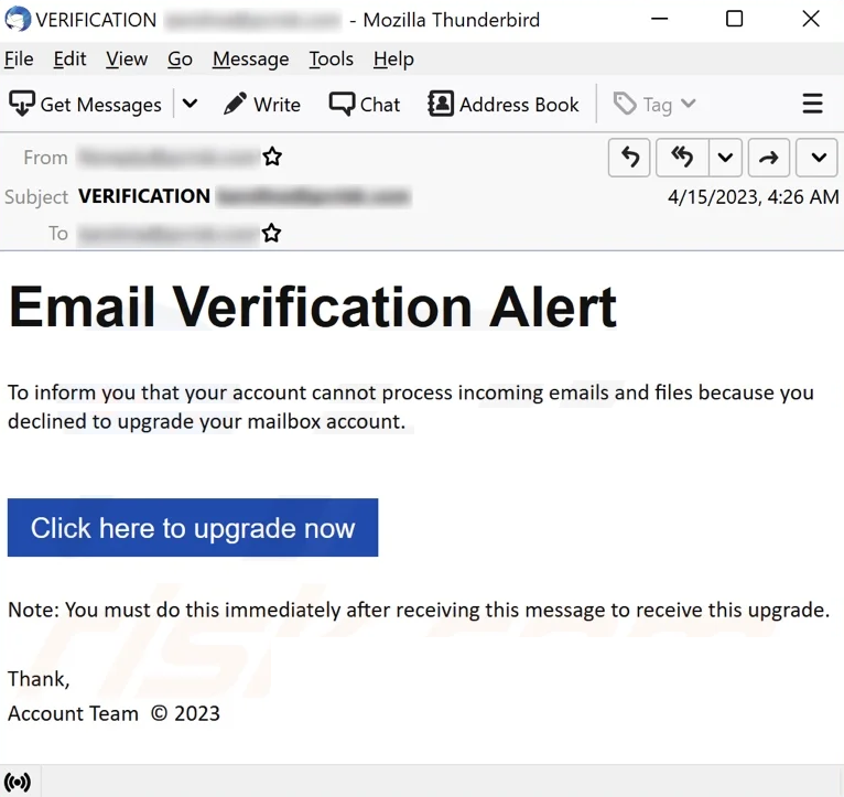 Email Verification Alert
